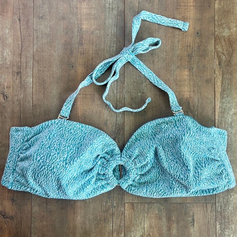 Time and Tru Textured Blue Bikini Top Plus Size 3X 24W-26W